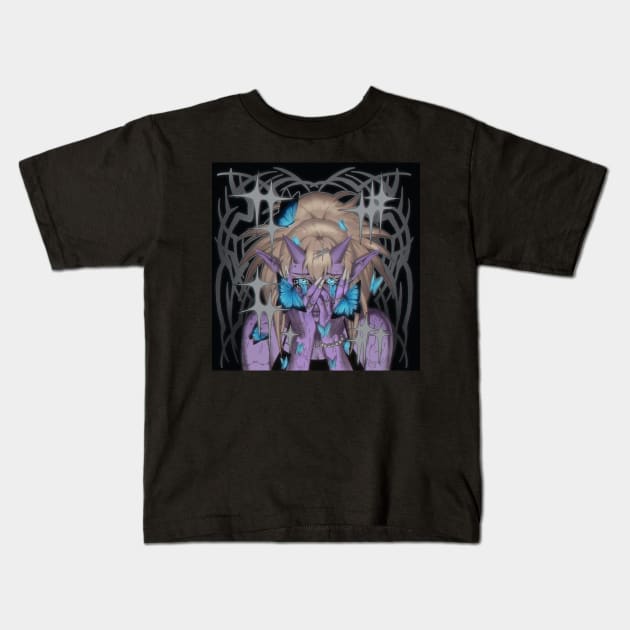 edgy emo fairy demon girl with butterflies Kids T-Shirt by 520nero